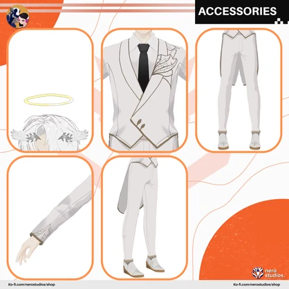 ANGEL SUIT ELEGANT HANDSOME BOY WHITE SUIT (VROID FILE) / (VROIDファイル）天使 エンジェルスーツ エレガントな少年 ハンサム 天使の輪