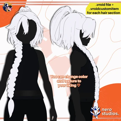 〖VRoid髪型〗ファンタジー風ぼさぼさ編み込みロングヘア｜VRoidヘアプリセット | MESSY FANTASY HAIRSTYLE WITH LONG SIDE BRAID | HAIRSTYLE FOR VROID