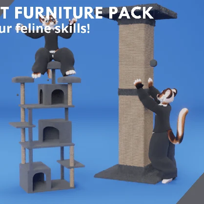 Cozy Cat Furniture Pack  Fluffy Edition | VRChat 3D Assets