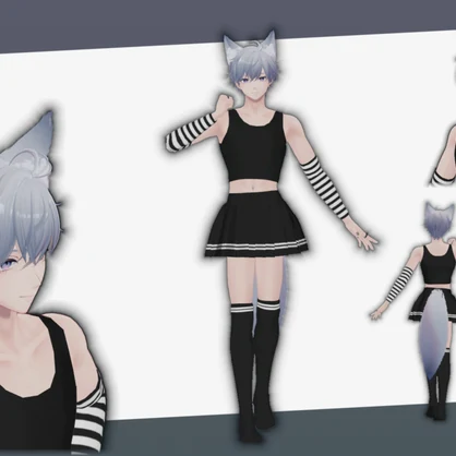 【4アバター対応】Femboy Outfit with Skirt | 男の娘スカート衣装セット