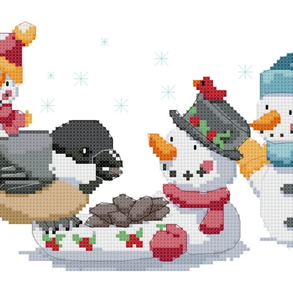 Chickadee's Feast - Digital cross stitch pattern