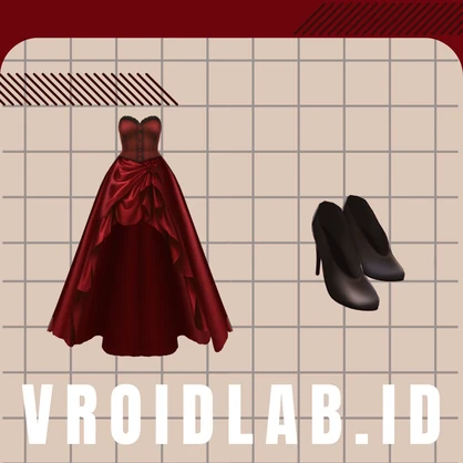 クリムセラ 赤のエレガントドレス | VRoid Studio Outfit | Anime Style