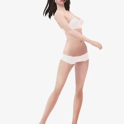 適度なリアル感の着せ替えドール　黒髪ロングヘアの女の子　素体　vroid Vrm
