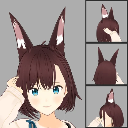 【VRoid】 スタイリッシュなケモ耳セット / Stylish Fox & Wolf Kemomimi Ears (Extra Part)