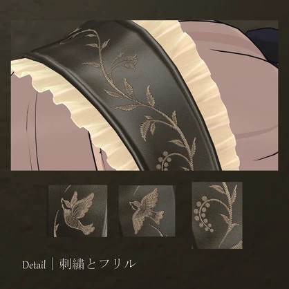 【MA対応／5色】Embroidered Head Dress｜鳥と蔦の刺繍ヘッドドレス【VRChat】