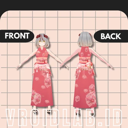 【VRoid専用】桜華ロゼ・チャイナ装｜花柄エレガント衣装