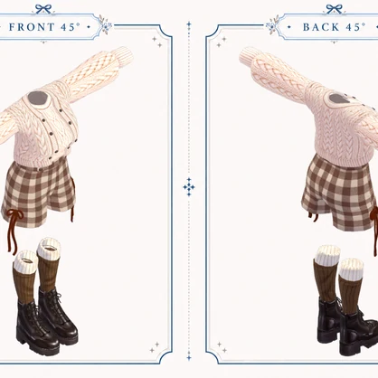 Caramel Cable Knit Outfit【４アバター対応 】 - エモートパレット