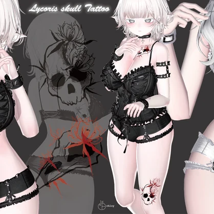 9対応モデル Lycoris Skull Tattoo 入れ墨