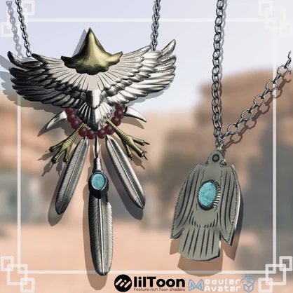 FEATHER RELIC - Silver Pendant 3Dモデル【VRChat対応】｜なめろうのおみせ