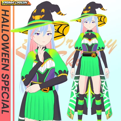 🎃👻【無料/FREE】Ghostly Pumpkin Witch / ゴーストリー・パンプキン・ウィッチ【VRoid正式版 /全4色・0円無料配布】👻🎃