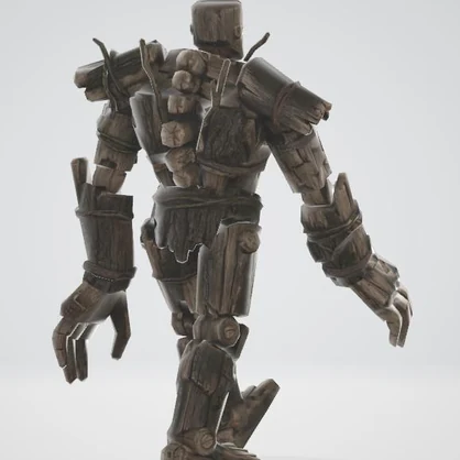 ウッドゴーレムの3Dモデル（ローポリ）