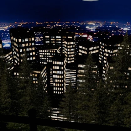 【3D環境・ワールド】3Dキット 夜景が綺麗な駐車場(ローポリ)