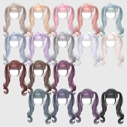 【VRC Hair】 Yumekawa Twintail 【13アバター対応】
