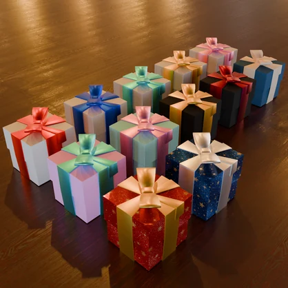 【3Dモデル】クリスマス / プレゼントBOX（カラーバリエーション有り）