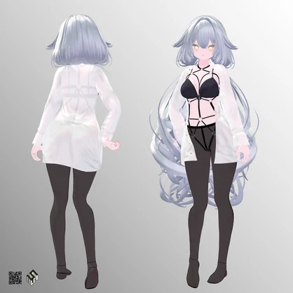 【ルルネ用】網タイツ / ボディーハーネス / 開き彼シャツ - Open Dress Shirt / Body Harness / Fishnet Tights - For Rurune