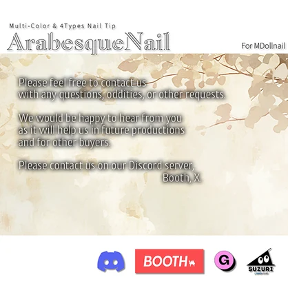【かんたん着用】ArabesqueNail【VRネイルチップ】【MDollnail対応】#あんらぼぶい