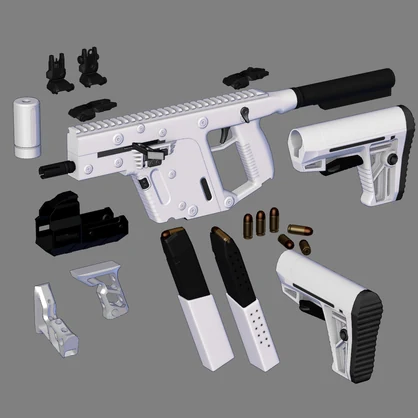 3Dモデル SMG「White Vector」Gun Model