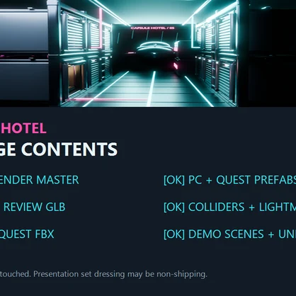 サイバーパンクJAPANESEカプセルホテル【Quest対応 / VRChatワールド向けフルキット】 / Cyberpunk Capsule Hotel Kit