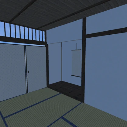 【VRChat想定】1マテリアルで組める和室キット｜畳・襖・障子・柱・壁・床の間・天井 23部品｜半間0.91mグリッド・六畳の組み見本つき【unitypackage / FBX・OBJ】