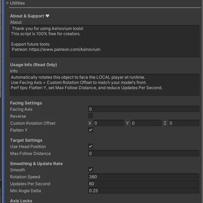 Auto-Facing UdonSharp Script for VRChat World｜プレイヤー自動追従スクリプト