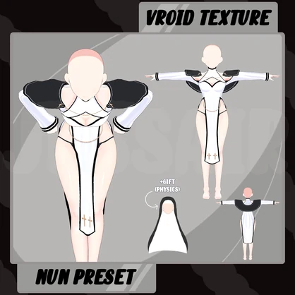 【VRoid デーモネスコスチューム】Nun Outfit | Texture | Dark | Vroid Clothes and Textures | Sexy