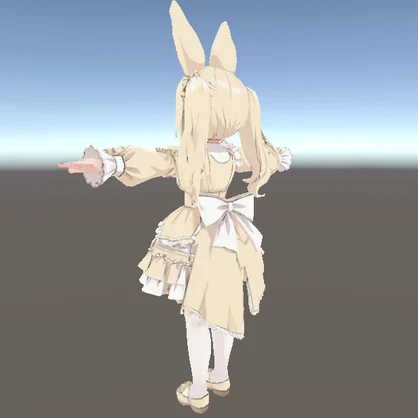 【甘系】クリームうさぎメイド少女 3Dアバター リギング済み【VRChat・VRM対応】