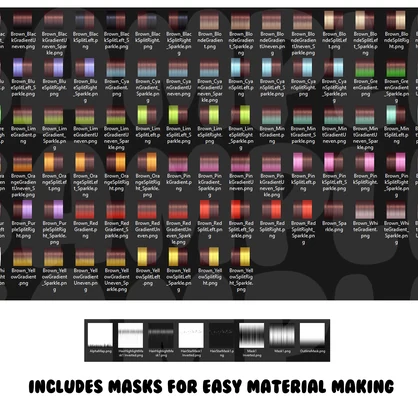 100+ Natural Brown Sparkly Gradient Hair Textures | VRoid Hair Preset Textures | VTuber / VRChat Ready