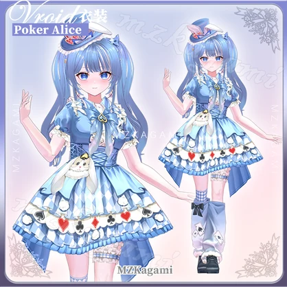 【VRoid】ポーカー・アリス / Poker Alice / Lolita Dress (2 colors) (XWear付) (Vroid付)