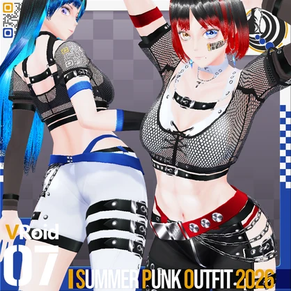 [XWear対応] VRoid用 12色展開 サマーパンクアウトフィット - Summer Punk Outfit 12Colors