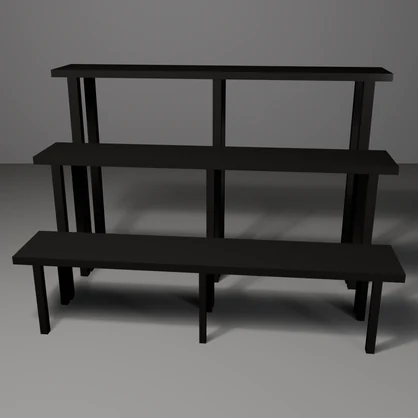 盆栽棚 黒漆｜VRChat向け和風3D置物・8サイズ入り【軽量・Quest対応／ワールド装飾】