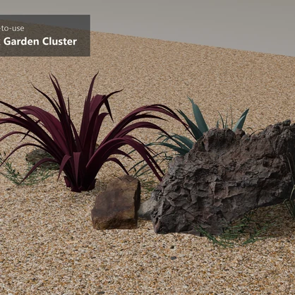 MN-011 Rock Garden Environment Pack｜9 Models + Ready-to-use Cluster【Blender / Unity / VRChat PC