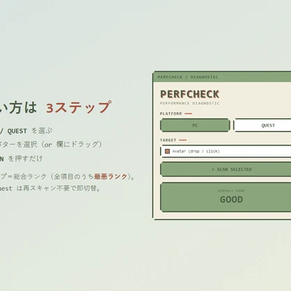 【無料】アバターの重さをサクッと診断 / PerfCheck - Unity Editor拡張