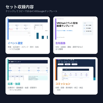 【4商品セット】VRChatイベント主催・応募抽選・告知・コミッション管理 完全実務キット