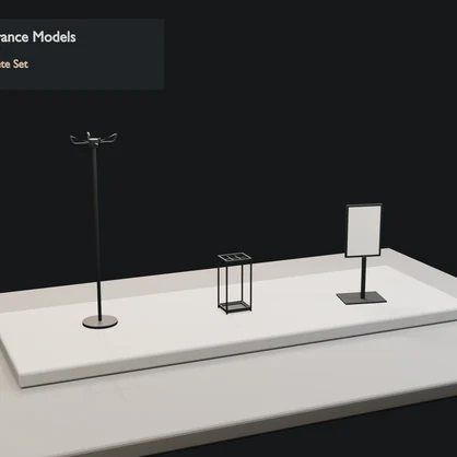 Modern Cafe Entrance Accessories Set｜3 Models｜Blender・Unity・VRChat確認済み