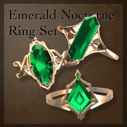 Emerald Nocturne Ring Set
