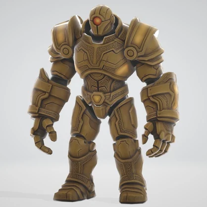 黄金ゴーレム（ローポリ）の3Dモデル