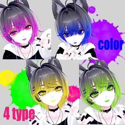 【リンネ専用】ビビッドサイコアイ＆ヘアテクスチャセット-Linne-Psycho eye hair Texture for VRchat