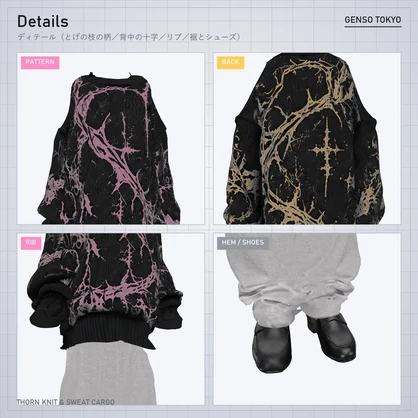 THORN KNIT & SWEAT CARGO【5アバター対応】ソーンニット＆スウェットカーゴ