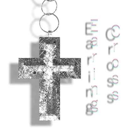 【VRChat想定】イヤリング [白銀] Cross - Earing