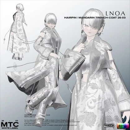 MANDARIN TRENCH-COAT 26-03【3アバター対応・VRChat想定】LNOA WHITE LABEL 26 COLLECTION