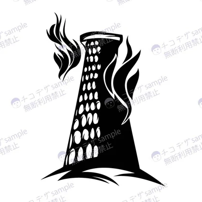 タワーのタロットのタトゥー風イラスト - 高解像度png or aiベクター - 96