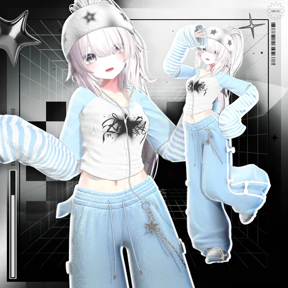 🖤🌟[16アバター対応]★Lazy Star★Set【VRChat向け衣装モデル】🌟🖤