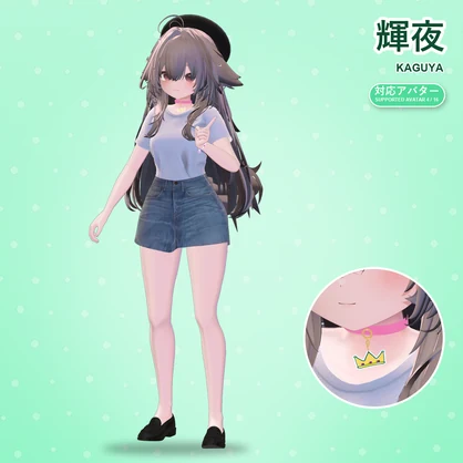 魔法少女アクセサリーセット【16アバター対応】ピアス・ヘアピン・チョーカー・ブレスレット Magical Girl Accessory Set [VRChat/MA/PhysBone]