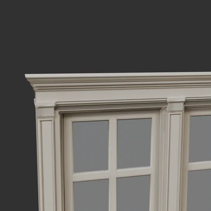【Victorian Collection No.010】ヴィクトリア調 アイボリーの2連窓 / 3Dモデル（VRChat・Unity・Blender対応）