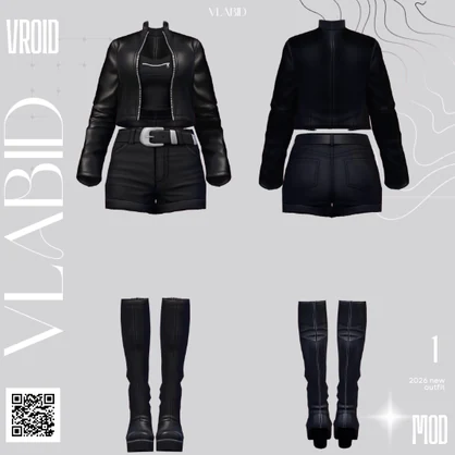 【Noir Avenue Outfit】 | VRoid Studio Customitem VRoid Texture