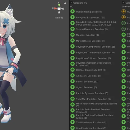【無料】【VRChat想定】【Quest対応】ミントちゃんQuest Medium Prefab