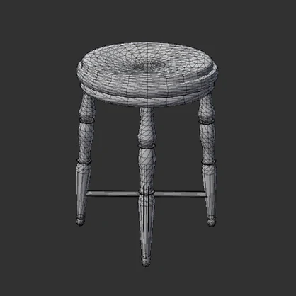 【3D小物】椅子 (Vintage Writing Stool)【3D】