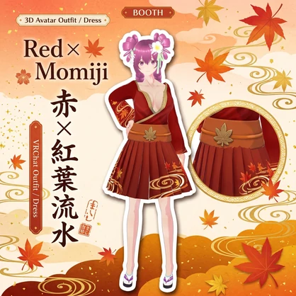 【VRoid / 3D衣装】華やか和モダン♡着物プリーツドレス（全4色・四季モチーフ）