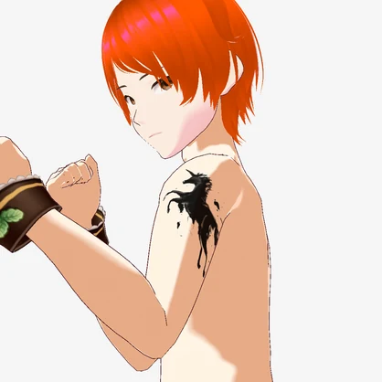 墨迸るユニコーンの墨絵タトゥーデカール - VROidテクスチャ・高解像度png
