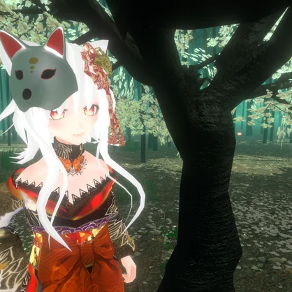 【3D小物】狐のお面（半面）